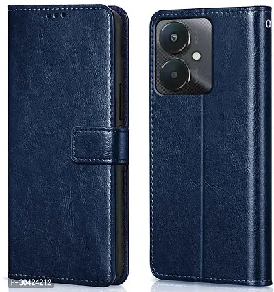 Coverblack Magnetic Case Artificial Leather,Silicon Flip Cover For Mi Redmi 13C 5GBlue-thumb0