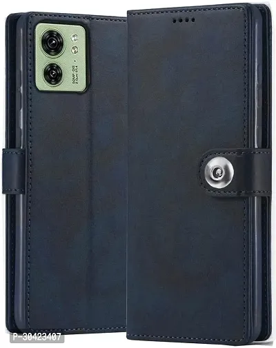 Coverblack Magnetic Case Artificial Leather,Silicon Flip Cover For Motorola Moto Edge 40Navy Blue