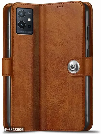 Coverblack Magnetic Case Artificial Leather,Silicon Flip Cover For Vivo T1 5GExecutive Brown