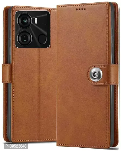 Coverblack Grip Case Artificial Leather,Silicon Flip Cover For Itel P662L , Itel P40 (6.6 Inch)Vintage Brown-thumb2