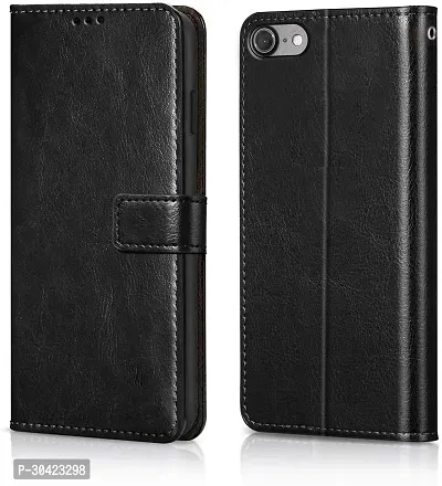 Coverblack Dual Protection Artificial Leather,Rubber Flip Cover For Apple Iphone 7 PlusSterry Black-thumb0