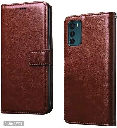 Coverblack Hybrid Tpu Artificial Leather,Silicon Flip Cover For Motorola Moto G42Vintage Brown-thumb0