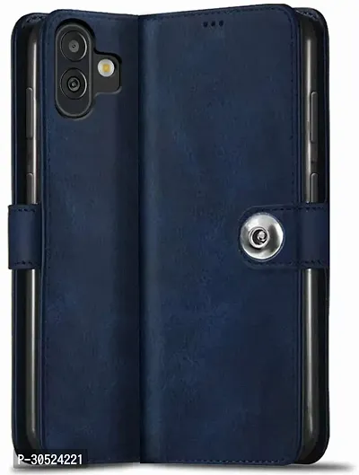 Coverblack Dual Protection Artificial Leather,Silicon Flip Cover For Samsung Sma045F , A04 5GNavy Blue-thumb2