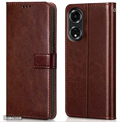 Coverblack Grip Case Artificial Leather,Rubber Flip Cover For Oppo A59 5GTan Brown