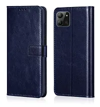 Coverblack Dual Protection Artificial Leather,Rubber Flip Cover For Infinix Hot 11 2022Navy Blue-thumb1