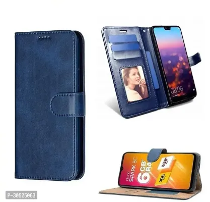 Coverblack Magnetic Case Artificial Leather,Rubber Flip Cover For Redmi A3 2024 ModelNavy Blue-thumb2