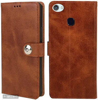 Coverblack Shock Proof Artificial Leather Flip Cover For Vivo 1802 , Y83Brown