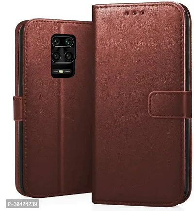 Coverblack Shock Proof Leather,Silicon Flip Cover For Mi Redmi Note 9 ProBrown-thumb0