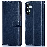 Coverblack Vintage Magnatic Closer Matte Leather Flip Cover For Samsung F15 5G Sme156BNavy Blue-thumb1