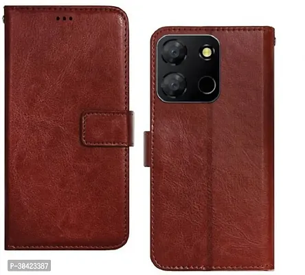 Coverblack Dual Protection Artificial Leather,Rubber Flip Cover For Itel P40 ( 6.6 Inch )Executive Brown-thumb0