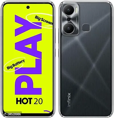 Coverblack Dual Protection Rubber Back Cover For Infinix X6825 , Hot 20PlayTransparent Totu-thumb0