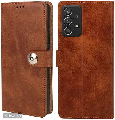 Coverblack Shock Proof Artificial Leather Flip Cover For Samsung A13 4G Sma135FBrown-thumb0