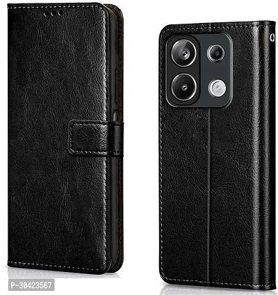 Coverblack Magnetic Case Artificial Leather,Rubber Flip Cover For Redmi Note 13 5GGravity Black-thumb0