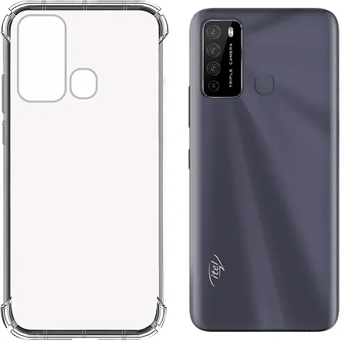 RRTBZ Soft Flexible Silicone Back Cover Itel Vision 2, Transparent Case + Screen Guard