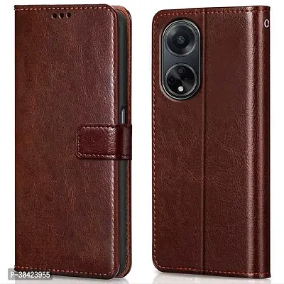 Coverblack Hybrid Tpu Artificial Leather,Silicon Flip Cover For Oppo Cph2527 , Oppo_F23 5GBrown-thumb0