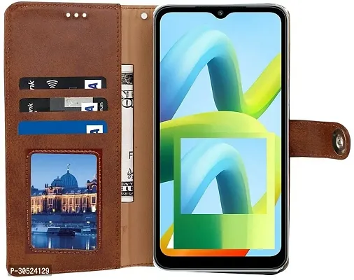 Coverblack Magnetic Case Artificial Leather,Rubber Flip Cover For Oppo A17KExecutive Brown-thumb3