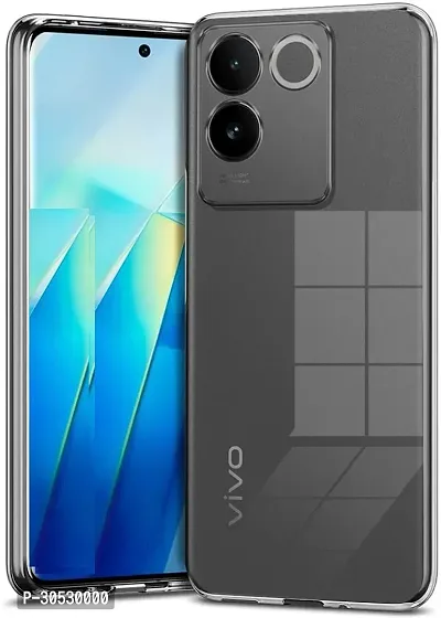 Coverblack Hybrid Tpu Silicon Back Cover For Vivo V2321 , Vivo T2Pro 5GTransparent Totu-thumb0