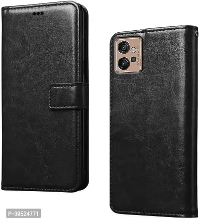 Coverblack Hybrid Tpu Artificial Leather,Silicon Flip Cover For Motorola Moto G32Vintage Starry Black-thumb0