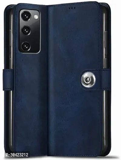 Coverblack Dual Protection Artificial Leather,Silicon Flip Cover For Samsung Galaxy S20 Fe 5G G781BNavy Blue-thumb2