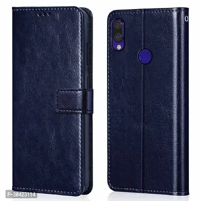 Coverblack Dual Protection Artificial Leather,Rubber Flip Cover For Huawai Honor 8XNavy Blue-thumb2