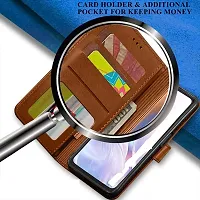 Coverblack Dual Protection Artificial Leather,Rubber Flip Cover For Vivo Y28 5GTan Brown-thumb3