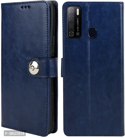 Coverblack Hybrid Tpu Artificial Leather Flip Cover For VivoY21Navy Blue-thumb3