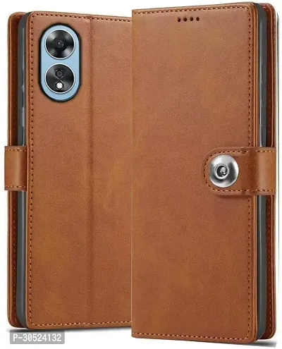 Coverblack Magnetic Case Artificial Leather,Rubber Flip Cover For Oppo A58 4GExecutive Brown-thumb0