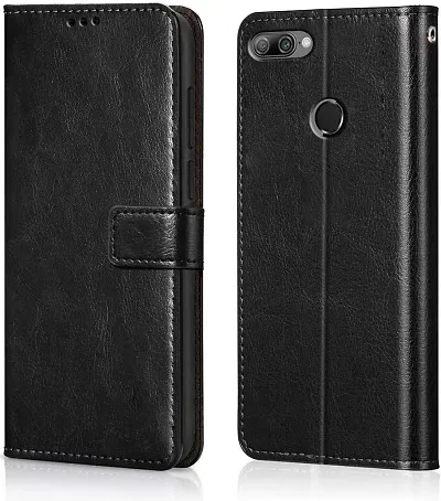 Cloudza Honor 9 Lite Flip Back Cover | PU Leather Flip Cover Wallet Case with TPU Silicone Case Back Cover for Honor 9 Lite Bk