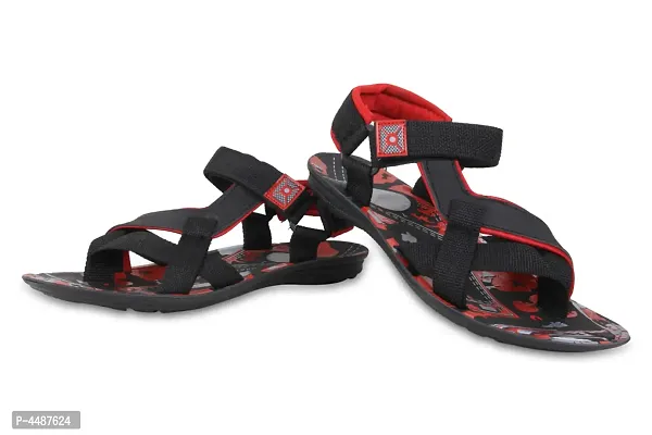 Men's Stylish and Trendy Red Printed Synthetic Casual Comfort Sandals-thumb2