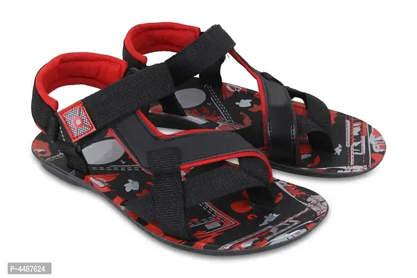 Men's Stylish and Trendy Red Printed Synthetic Casual Comfort Sandals-thumb0