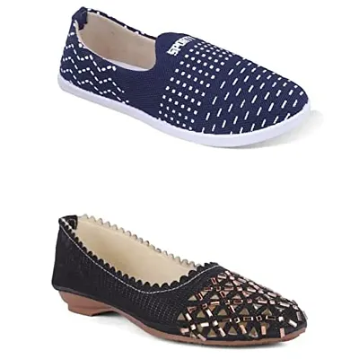 Fabbmate Trendy and Fashionable Collection Casual Shoes for Women's Combo of 2 Multicolor 27