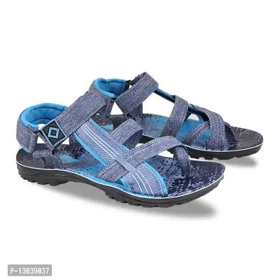 FABBMATE Denim Look Casual PU Sandals for Men Color Blue-thumb0