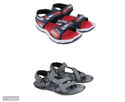 Fabbmate Men's Red and Grey Casual Sandal 6 UK