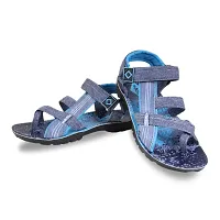 FABBMATE Denim Look Casual PU Sandals for Men Color Blue-thumb2