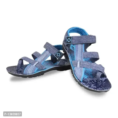 FABBMATE Denim Look Casual PU Sandals for Men Color Blue-thumb3