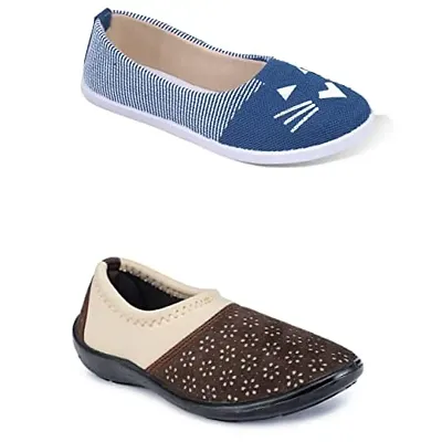 Fabbmate Trendy and Fashionable Collection Casual Shoes for Women's Combo of 2 UK 8Multicolor 47