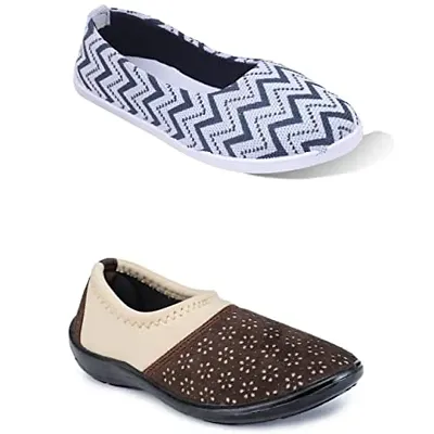 Fabbmate Trendy and Fashionable Collection Casual Shoes for Women's Combo of 2 Multicolor 159