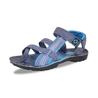 FABBMATE Denim Look Casual PU Sandals for Men Color Blue-thumb1