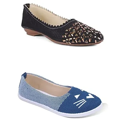Fabbmate Trendy and Fashionable Collection Casual Shoes for Women's Combo of 2 Multicolor 55