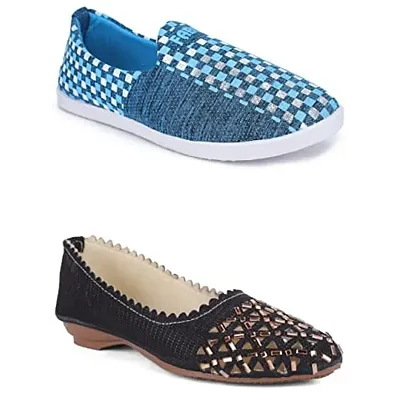 Fabbmate Trendy and Fashionable Collection Casual Shoes for Women's Combo of 2 Multicolor 97