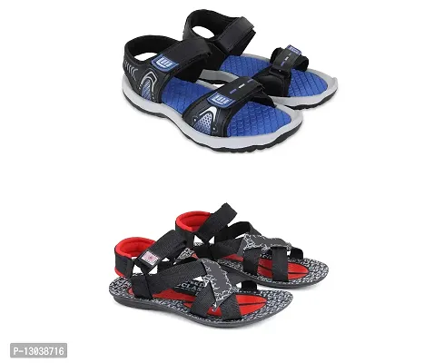 Fabbmate Men's Navy and Black Red casual Sandal