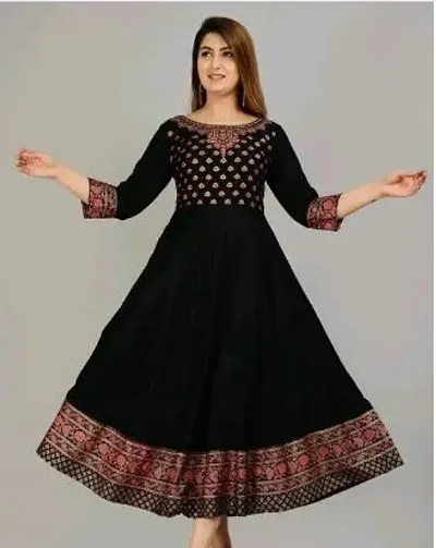 Stylish Rayon Printed Anarkali Kurtis