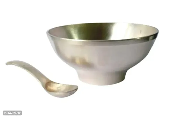 Stylish Fancy Kansa-Bronze Ice Cream Bowl With Spoon 35 Inch Dia