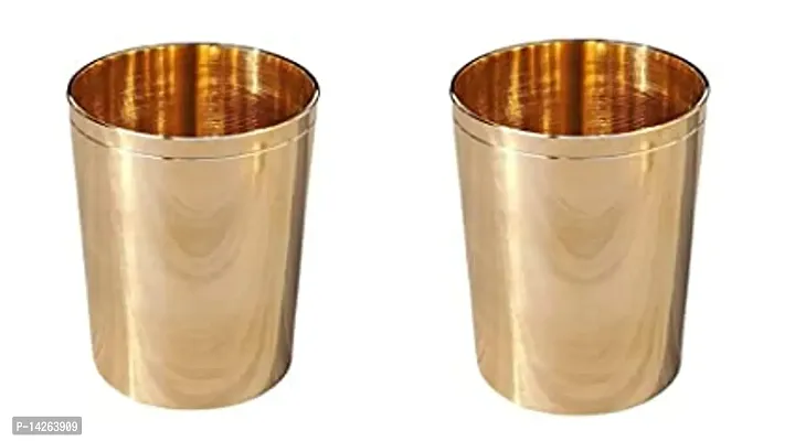 Stylish Fancy Bronze Kansa Glass Handmade, 2 Piece, 400 Ml, Gold