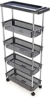 5 Layer Slim Rack With Handle-Grey-thumb1