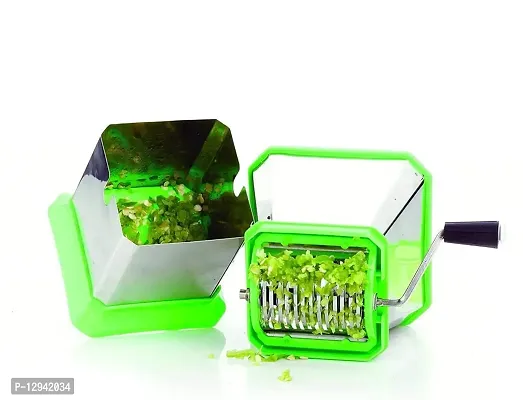 Finner Easy to use Stainless Steel with ABS Manual Chopper Cutter Onion Chilly Dry Fruit & Vegetable Cutter Chopper -(Green)-thumb3