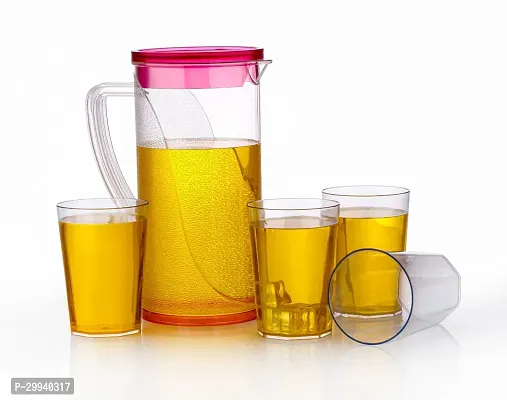 Transparent Jug With 4 Pieces Glasses Set For Serving Milk-thumb0