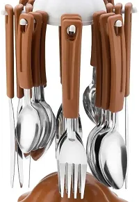 Stylish Brown Cutlery Set With Storage Box Pack Of 24-thumb1