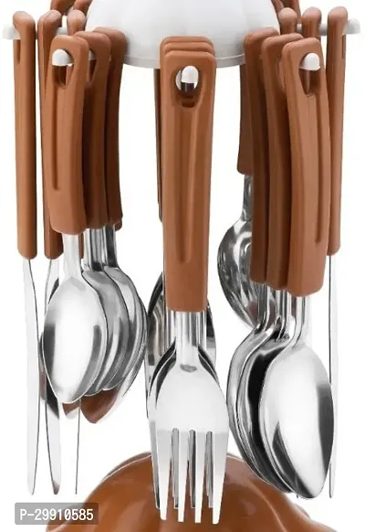 Stylish Brown Cutlery Set With Storage Box Pack Of 24-thumb2