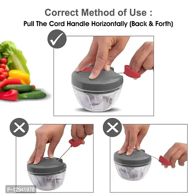 All In One 3 Blade Maual Chopper Mini Handy and Compact Chopper for Effortlessly Chopping Vegetables and Fruits for Your Kitchen-thumb2